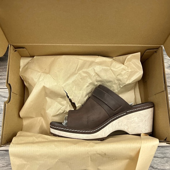 NIB Merrell Halendi Slide Wedge Sandal Full Grain Leather Brown Bracken - Picture 11 of 12